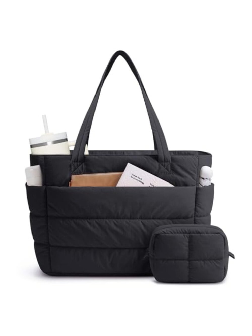 Puffer Tote Bag Lightweight Nylon Water Resistant 15.6 Laptop Work Travel